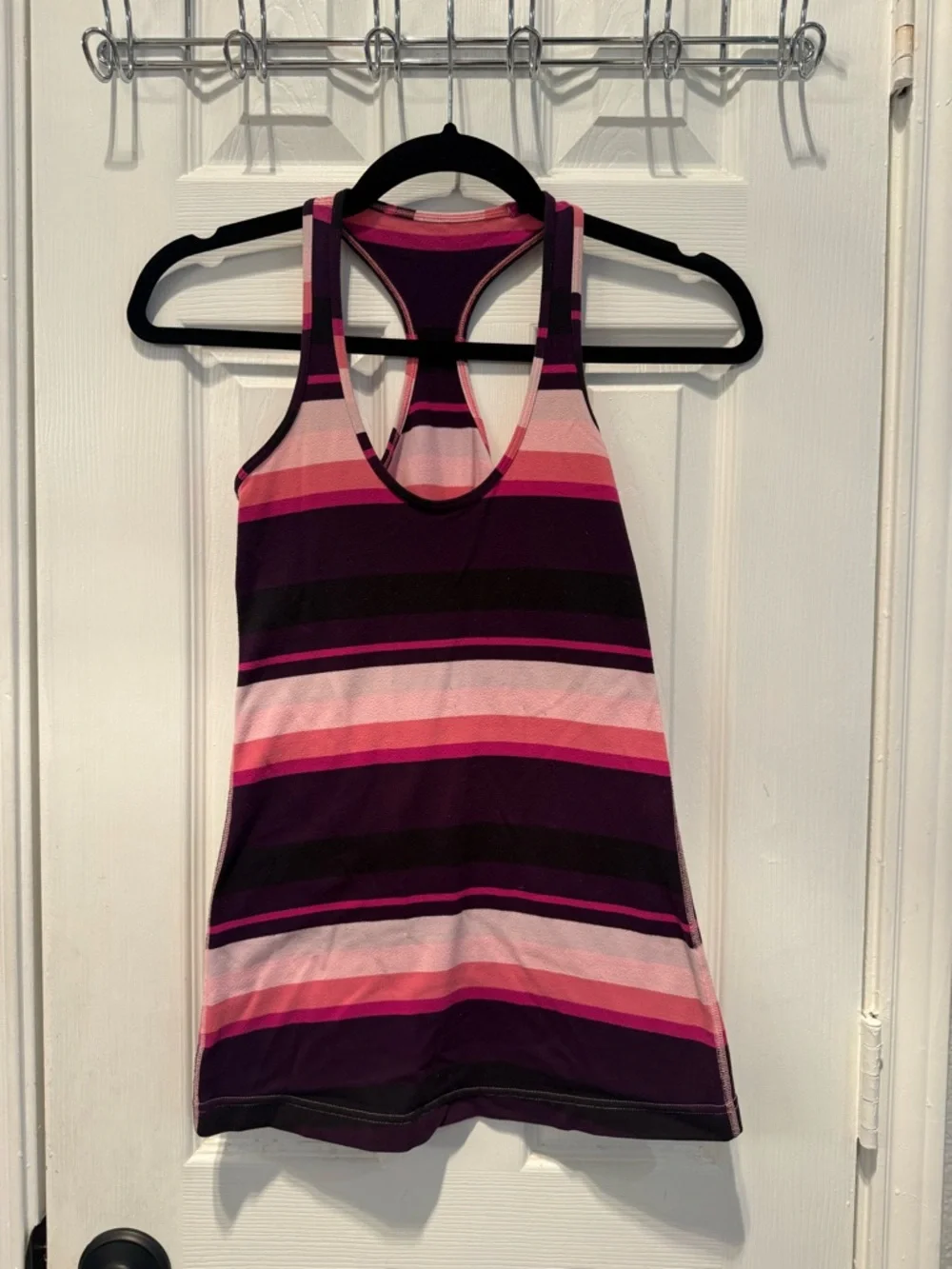 💕Lululemon Racerback Tank Small Assorted Stripe Coral Pink Purple Athletic Top - Picture 3 of 6